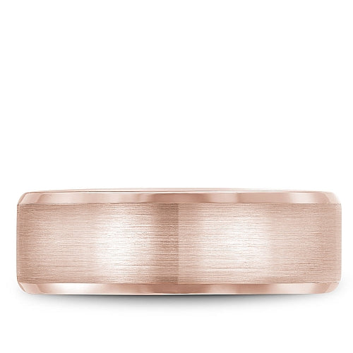 Bleu Royale 7.5MM Rose Gold Two-Tone Satin Finish Beveled Edge Wedding Band