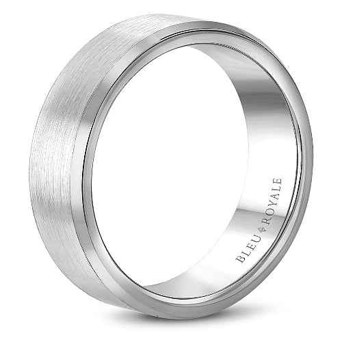 Bleu Royale 7.5MM White Gold Two-Tone Satin Finish Beveled Edge Wedding Band