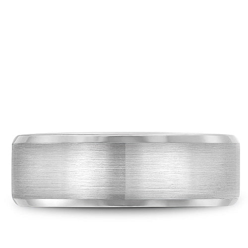 Bleu Royale 7.5MM White Gold Two-Tone Satin Finish Beveled Edge Wedding Band