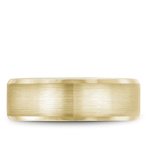 Bleu Royale 7.5MM Yellow Gold Two-Tone Satin Finish Beveled Edge Wedding Band