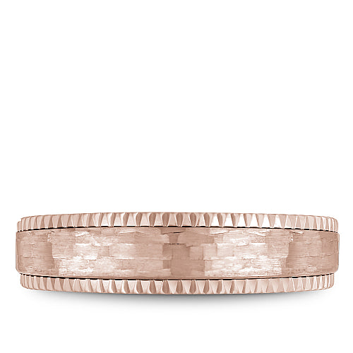 Bleu Royale Rose 6mm Shimmering Finish Wedding Band with Watch Gear Edging
