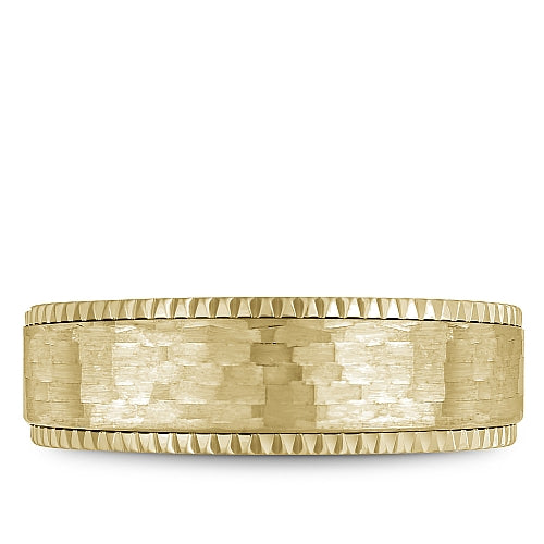 Bleu Royale Yellow 7.5mm Shimmering Finish Wedding Band with Watch Gear Edging