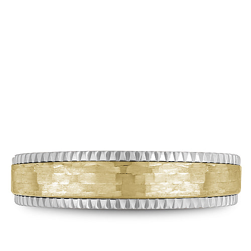 Bleu Royale Yellow & White 6mm Shimmering Finish Wedding Band with Watch Gear Edging