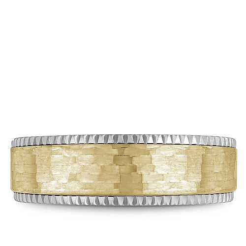 Bleu Royale Yellow & White 7.5mm Shimmering Finish Wedding Band with Watch Gear Edging