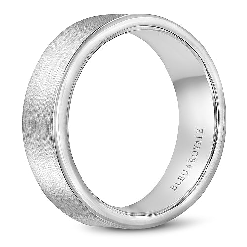 Bleu Royale White Gold Sandpaper Finish Outside High Polish Interior Wedding Band