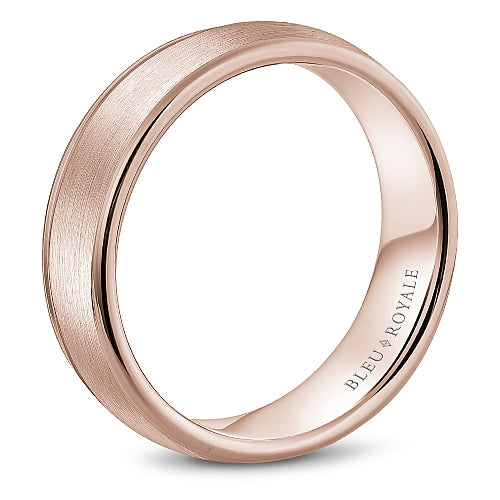 Bleu Royale 14K Rose Gold 6.5MM Wide Sandpaper Finish Men's Wedding Band