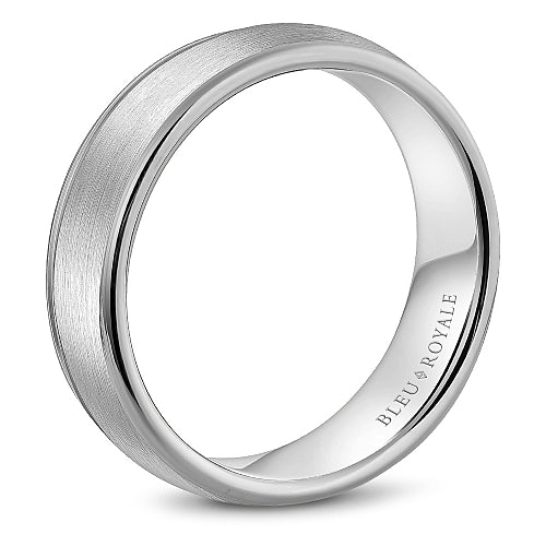 Bleu Royale 14K White Gold 6.5MM Wide Sandpaper Finish Men's Wedding Band
