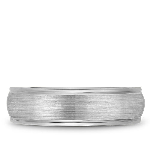 Bleu Royale 14K White Gold 6.5MM Wide Sandpaper Finish Men's Wedding Band