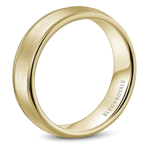 Bleu Royale 14K Yellow Gold 6.5MM Wide Sandpaper Finish Men's Wedding Band