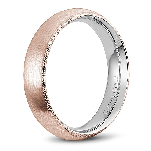 Bleu Royale Two-Tone Rose & White Gold Sandpaper Top Wedding Band