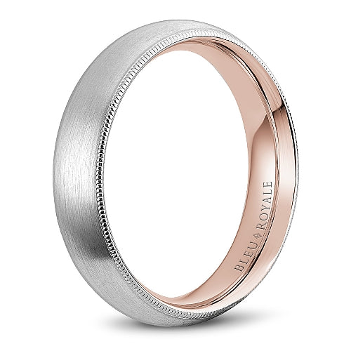 Bleu Royale Two-Tone White & Rose Gold Sandpaper Top Wedding Band