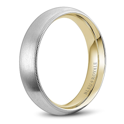 Bleu Royale Two-Tone White & Yellow Gold Sandpaper Top Wedding Band