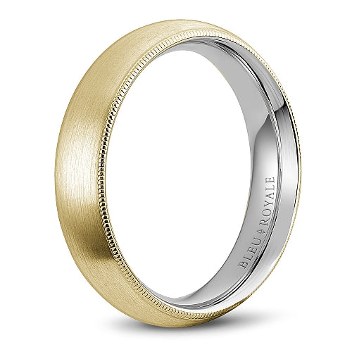 Bleu Royale Two-Tone Yellow & White Gold Sandpaper Top Wedding Band