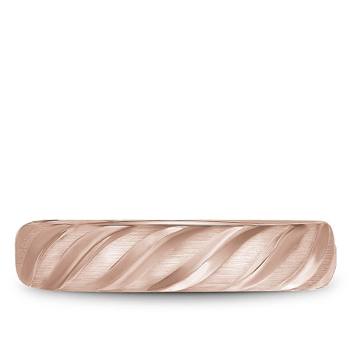 Bleu Royale Rose Gold Brushed Wedding Band with Wavy Notch Detailing