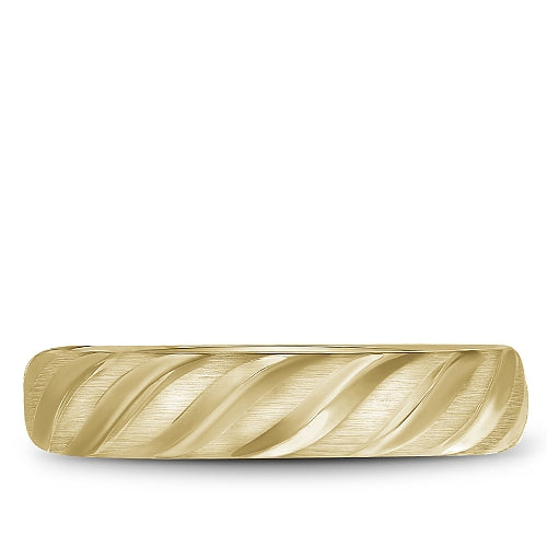 Bleu Royale Yellow Gold Brushed Wedding Band with Wavy Notch Detailing