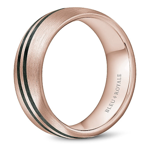 Bleu Royale Rose Gold Double Black Stripe 8MM Wedding Band