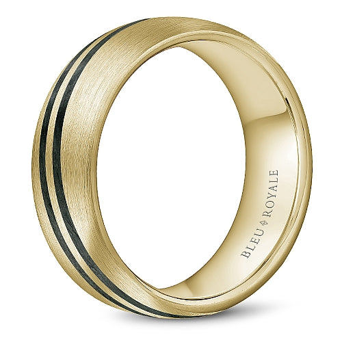 Bleu Royale Yellow Gold Double Black Stripe 8MM Wedding Band