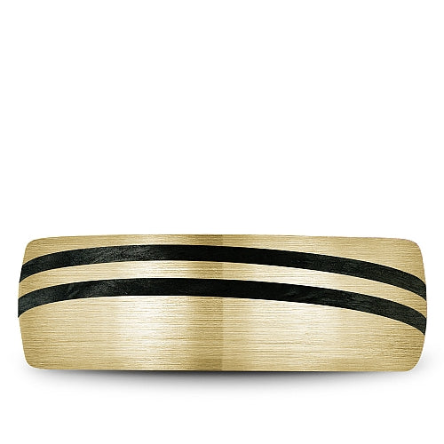 Bleu Royale Yellow Gold Double Black Stripe 8MM Wedding Band