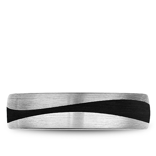 Bleu Royale 6mm White Gold & Enamel Swish Wedding Band with Satin Finish