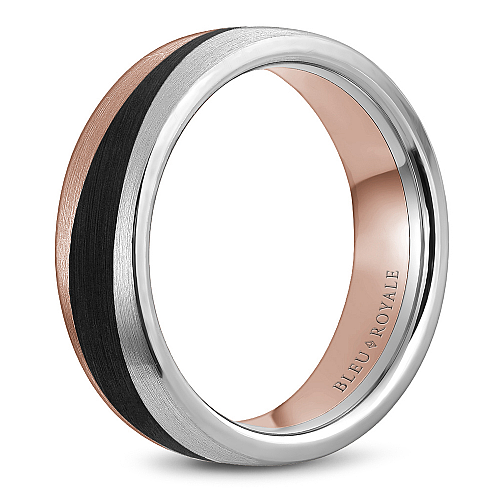 Bleu Royale Two-Tone Gold Black Carbon Swish Wedding Band