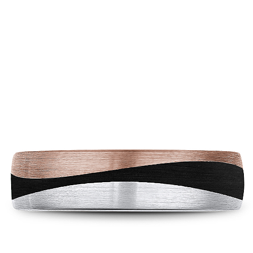 Bleu Royale Two-Tone Gold Black Carbon Swish Wedding Band