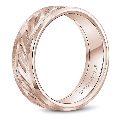 Bleu Royale Rose Gold Rope Twist Textured Wedding Band