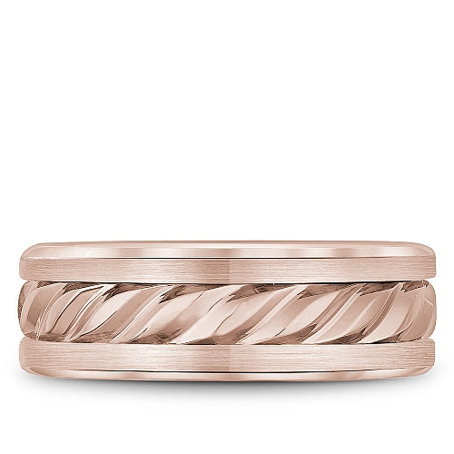 Bleu Royale Rose Gold Rope Twist Textured Wedding Band