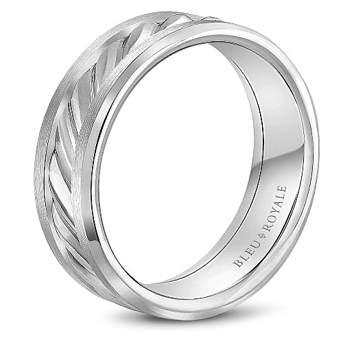 Bleu Royale White Gold Rope Twist Textured Wedding Band