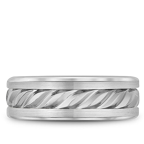 Bleu Royale White Gold Rope Twist Textured Wedding Band