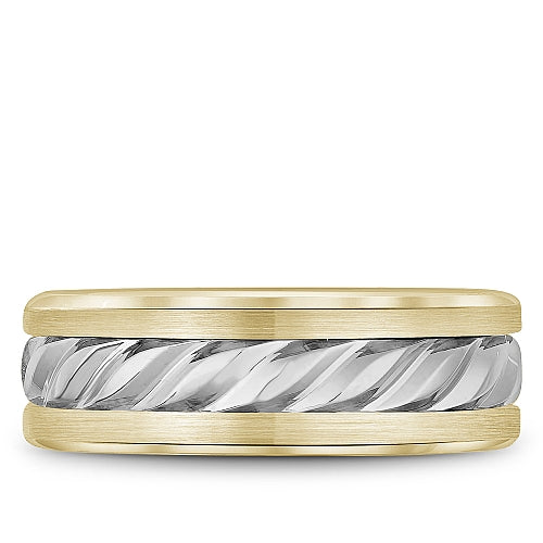 Bleu Royale Two Tone Yellow and White Gold Rope Twist Textured Wedding Band