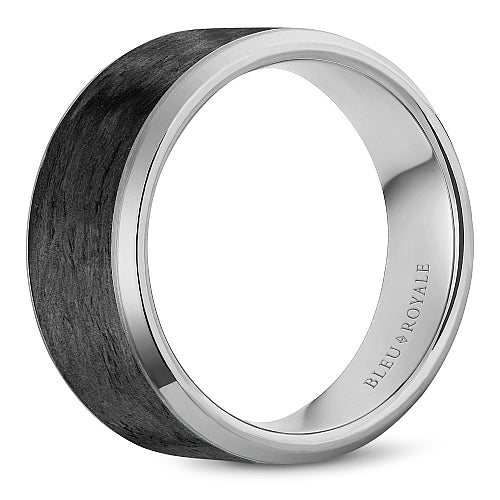 Bleu Royale Forged Black Carbon Beveled Edge Wedding Band