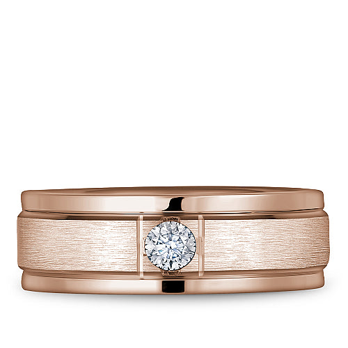 Bleu Royale Rose 7mm Satin Finish Two Stripe Diamond Wedding Band