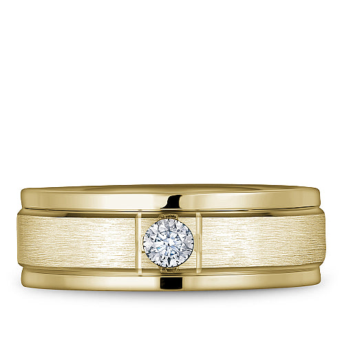 Bleu Royale Yellow 7mm Satin Finish Two Stripe Diamond Wedding Band