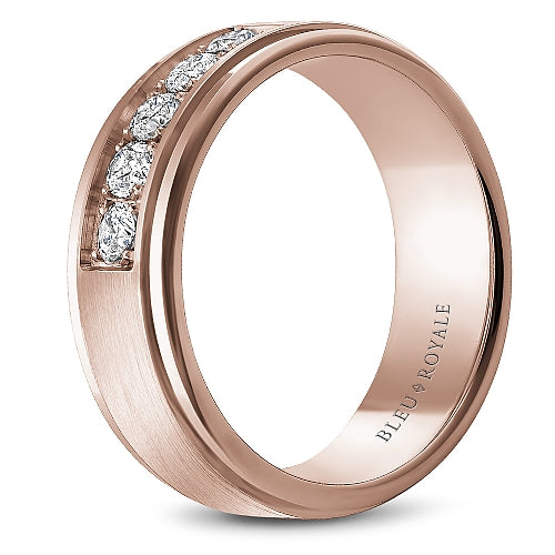 Bleu Royale Rose Gold Sandpaper Center Diamond Wedding Band