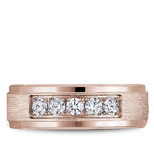 Bleu Royale Rose Gold Sandpaper Center Diamond Wedding Band