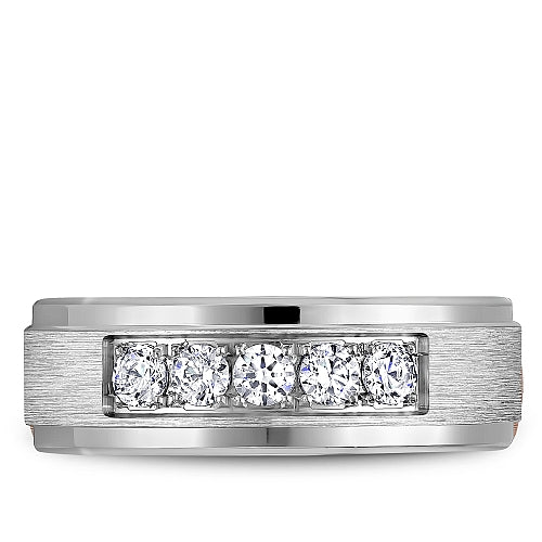 Bleu Royale White Gold Sandpaper Center Diamond Wedding Band