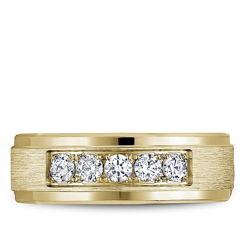Bleu Royale Yellow Gold Sandpaper Center Diamond Wedding Band