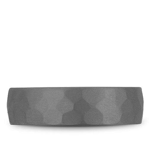 Bleu Royale 6MM White Gold Grey Frosted Hammered Tantalum Wedding Band