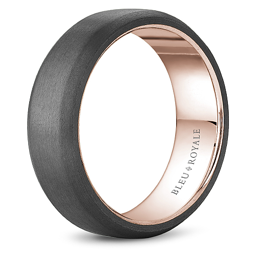 Bleu Royale Grey Sandpaper Finish Tantalum & Rose Gold 7MM Wedding Band RYL-127TR7_1