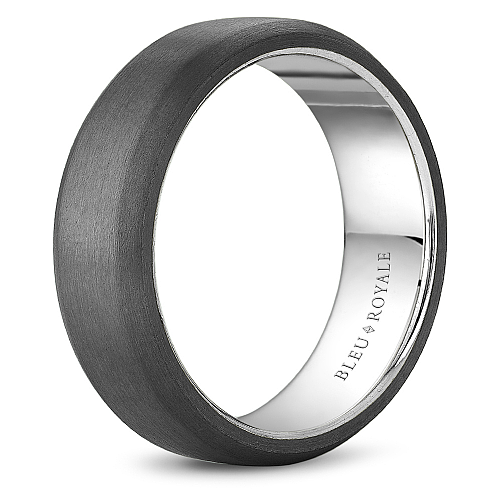 Bleu Royale Grey Sandpaper Finish Tantalum & White Gold 7MM Wedding Band RYL-127TW7_1