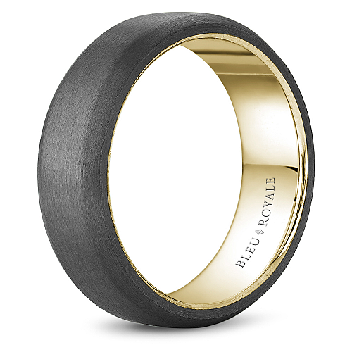 Bleu Royale Grey Sandpaper Finish Tantalum & Yellow Gold 7MM Wedding Band RYL-127TY7_1