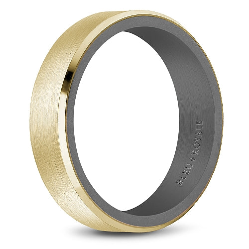 Bleu Royale Satin Finish Yellow Gold with Tantalum Inside Wedding Band