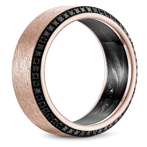 Bleu Royale Diamond Brush Finish Black Diamond Wedding Band