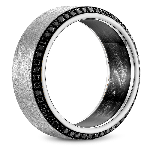 Bleu Royale Diamond Brush Finish Black Diamond Wedding Band