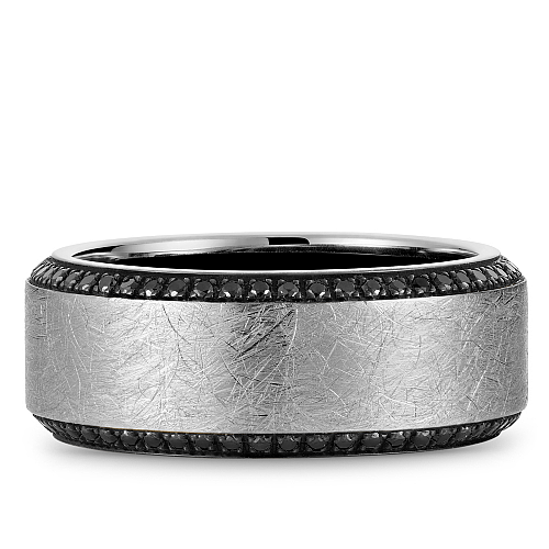 Bleu Royale Diamond Brush Finish Black Diamond Wedding Band