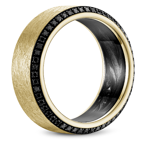 Bleu Royale Diamond Brush Finish Black Diamond Wedding Band