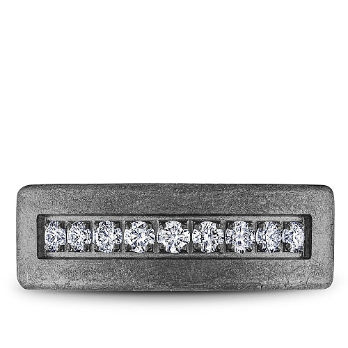 Bleu Royale Diamond Brush Tantalum and Rose Gold 8MM Wedding Band