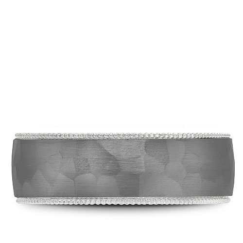 Bleu Royale Grey Frosted Hammered Tantalum & High Polished Edge Wedding Band