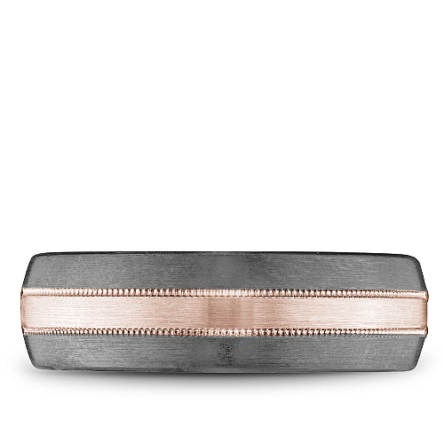 Bleu Royale 7MM Tantalum Wedding Band with a Rose Gold Stripe & Milgrain Detailing