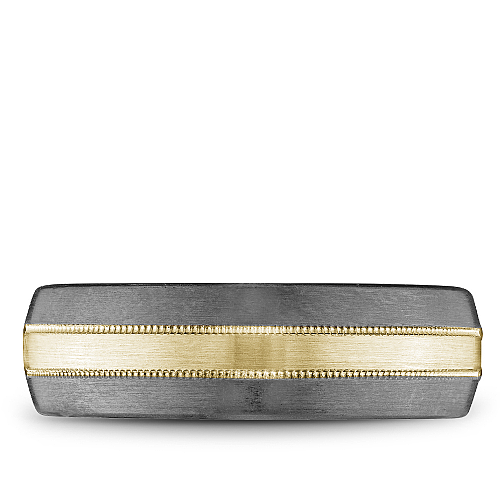 Bleu Royale 7MM Tantalum Wedding Band with a Yellow Gold Stripe & Milgrain Detailing